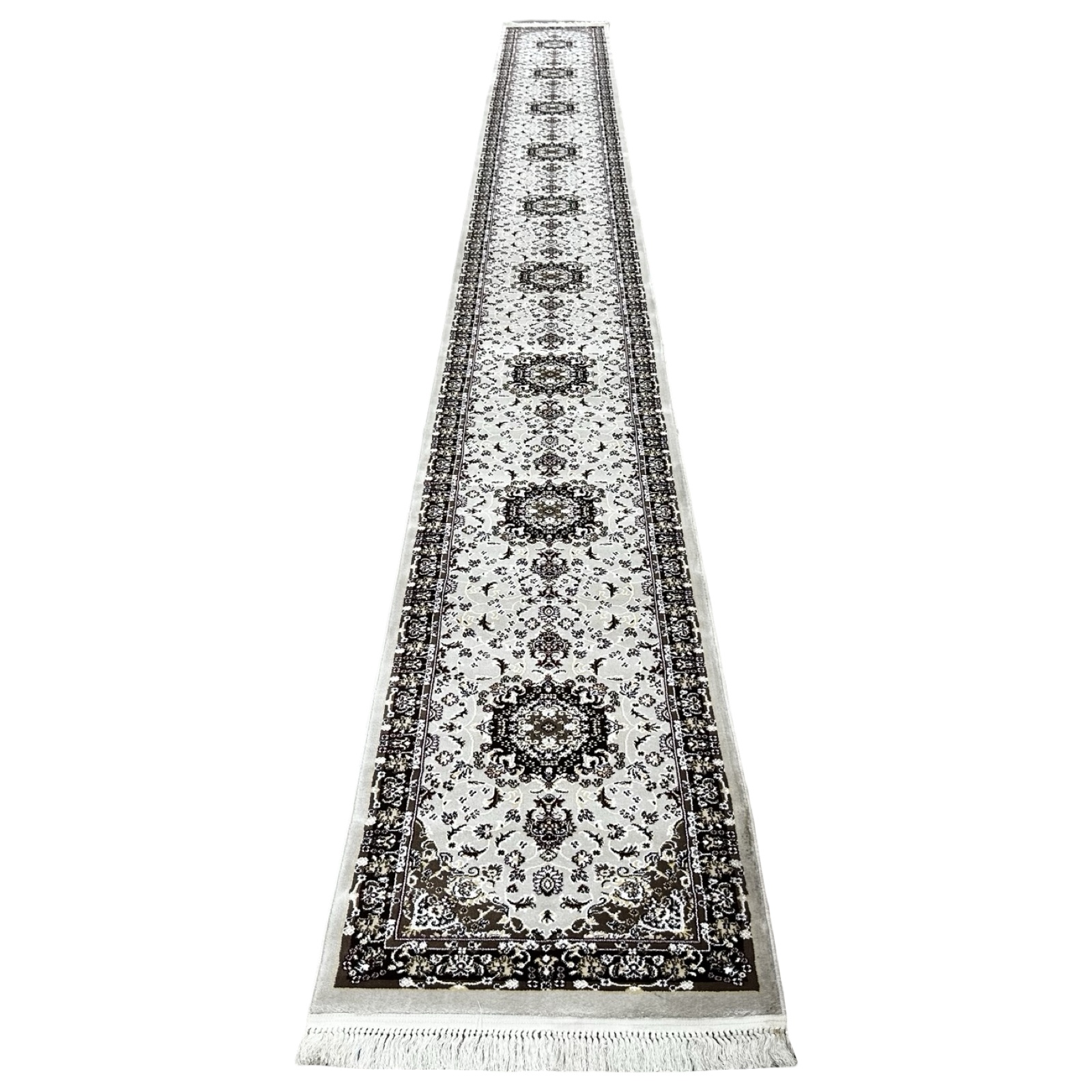 800 x 80 cm bal_18 800 x 80 cm Traditional Persian Floral Medallion Runner – Machine Woven Hallway Carpet - Image 1