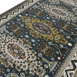 340 x 240cm Afghan Kazak Design Blue Machine Made Area Rug - Image 4