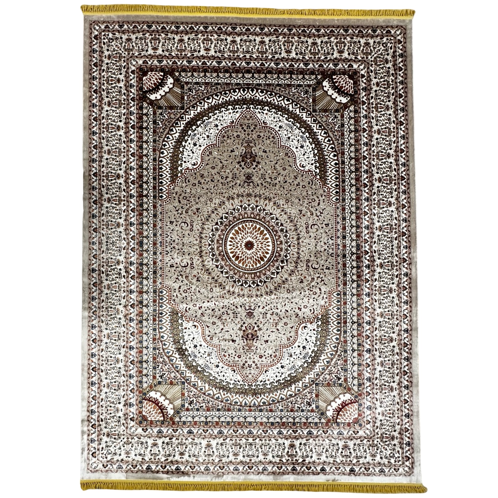 Balfourr 340_43 340 x 230cm Persian Mashad Design Machine Made Beige Rug - Image 1