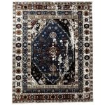 400 X 300cm Vintage Turkish Area Rug – Navy Blue & Brown Medallion Design”