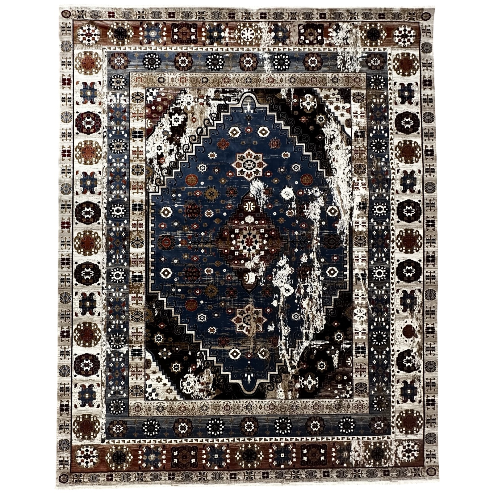 appadoci 400 x 80_31 400 X 300cm Vintage Turkish Area Rug – Navy Blue & Brown Medallion Design” - Image 1