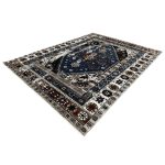 400 X 300cm Vintage Turkish Area Rug – Navy Blue & Brown Medallion Design” - Image 3