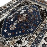 400 X 300cm Vintage Turkish Area Rug – Navy Blue & Brown Medallion Design” - Image 6