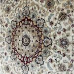 275cm x 186cm Hand-Knotted Vintage Floral Persian Kashan Cream Wool Rug - Image 4
