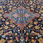 395 x 300cm Hand Knotted Navy Persian Sarough Floral Rug - Image 4
