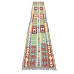 400cm x 82cm Hand-Woven Afghan Kilim – Runner Rug