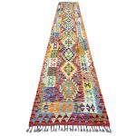 384cm x 79cm Hand-Woven Afghan Kilim – Runner Rug