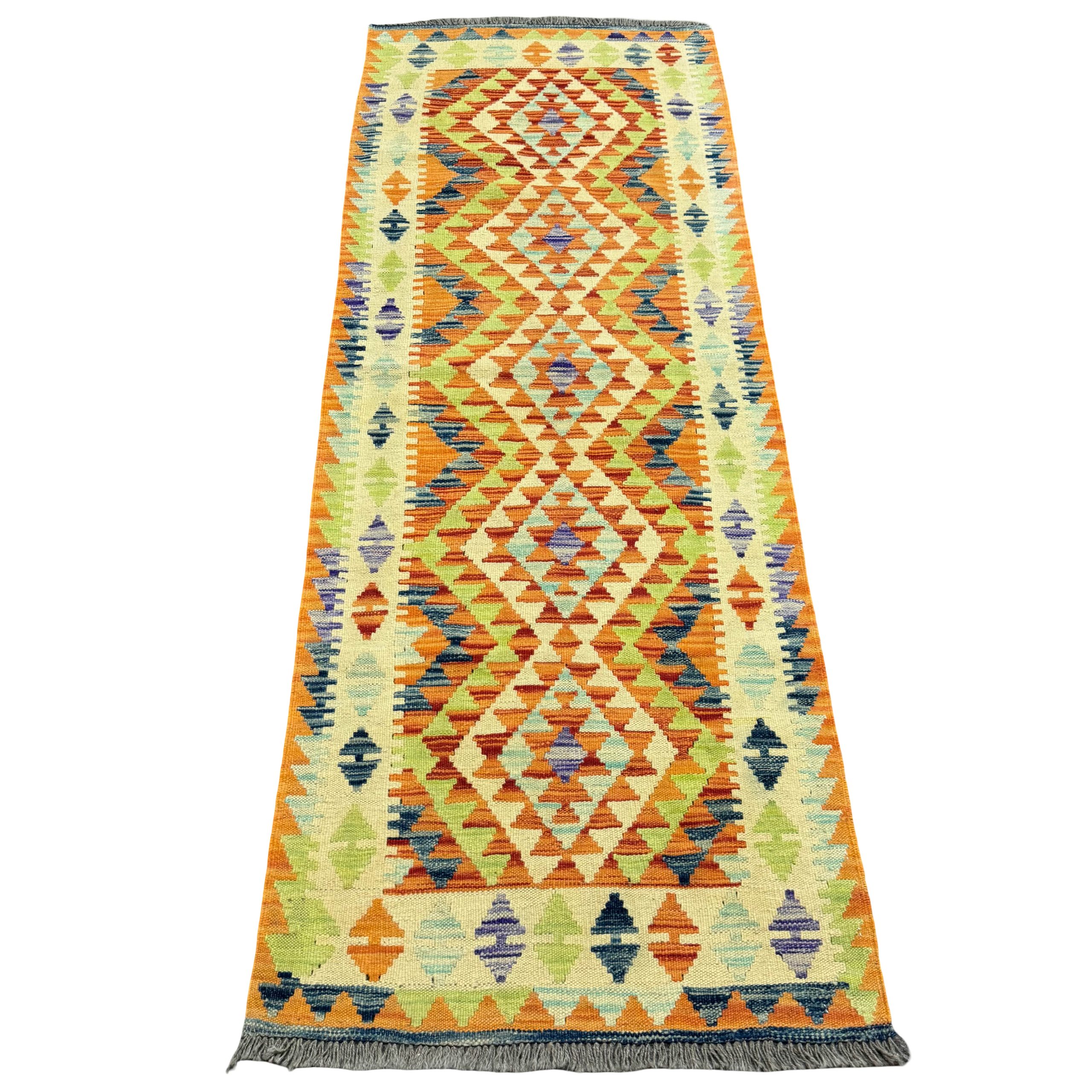 25-202cmx76cm-kilim-image-1-scaled 202cm x 76cm Hand-Woven Afghan Kilim – Runner Rug