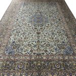 407 x 290cm Rare Hand Knotted Persian Pistachio Green Kashan Rug - Image 5