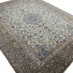 407 x 290cm Rare Hand Knotted Persian Pistachio Green Kashan Rug - Image 3