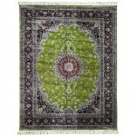 350cm x 250cm Persian Green Mashad Design Machine Made Rug