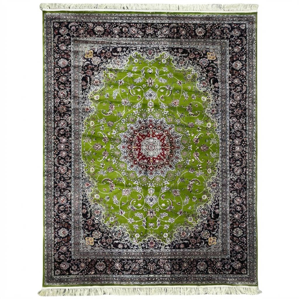 Fix_the_lighting_slightly_to_mak-1 350cm x 250cm Persian Green Mashad Design Machine Made Rug - Image 1