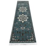 300 x 80 cm Duck Egg Blue Tabriz Floral Medallion Runner Rug