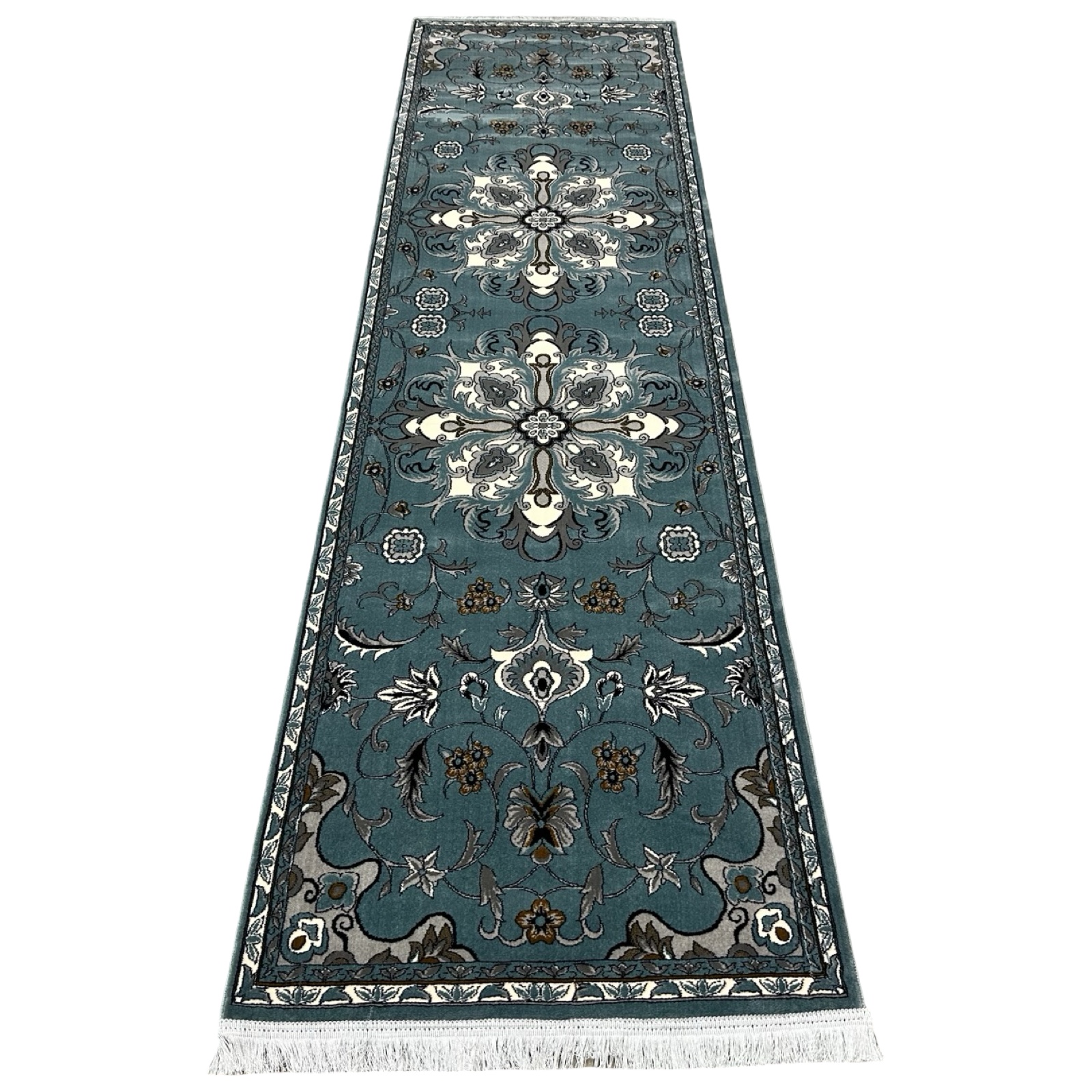 3-x-2-kkkkbsjsjnsnsj_27 300 x 80 cm Duck Egg Blue Tabriz Floral Medallion Runner Rug - Image 1