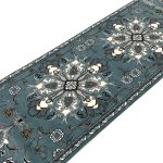 300 x 80 cm Duck Egg Blue Tabriz Floral Medallion Runner Rug - Image 3