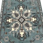300 x 80 cm Duck Egg Blue Tabriz Floral Medallion Runner Rug - Image 4