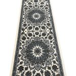300 x 80 cm Ivory & Grey Floral Medallion Persian Runner Rug - Image 5