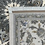 300 x 80 cm Ivory & Grey Floral Medallion Persian Runner Rug - Image 9