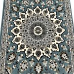 300 x 80 cm Duck Egg Blue Classic Floral Design Runner Rug - Image 4