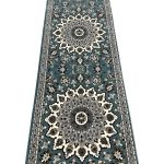300 x 80 cm Duck Egg Blue Classic Floral Design Runner Rug - Image 5