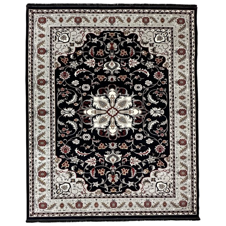 400 x 300 cm Deep Navy Tabriz Floral Medallion Royal Rug