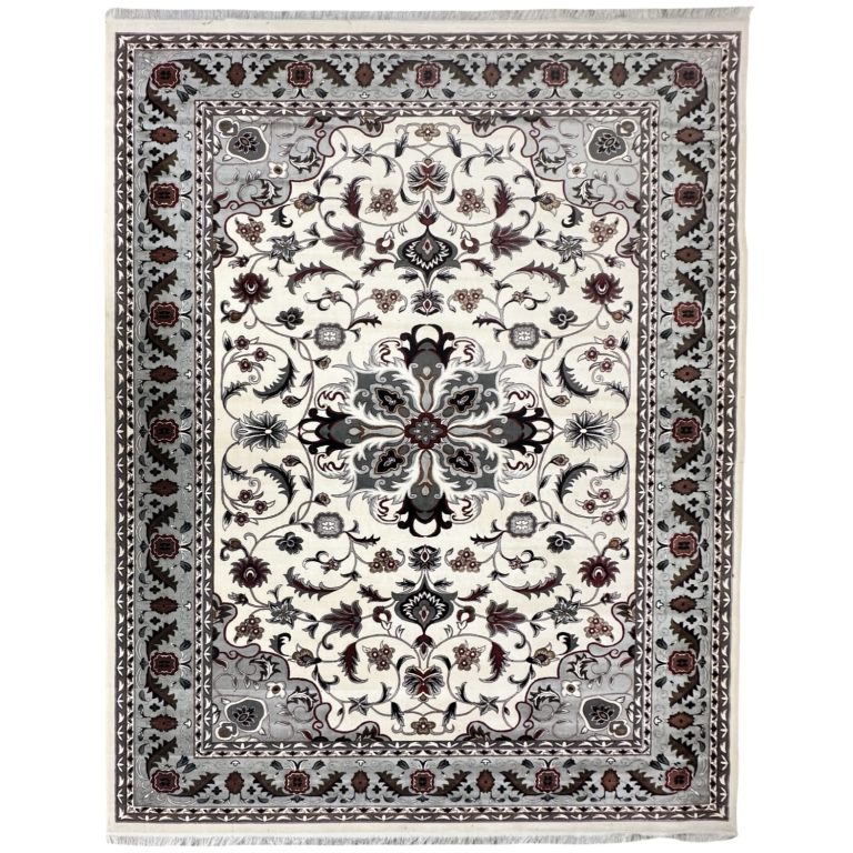 400 x 300 cm Ivory & Grey Tabriz Floral Medallion Royal Rug