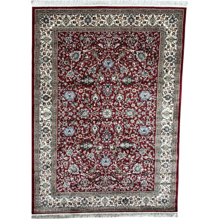 Red Iranian Kashan All Over Design Machine Made Rug