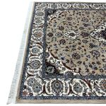 230 x 160cm Beige Iranian Kashan Medallion Design Rug - Image 6