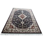 300 x 200cm Dark Navy Iranian Kashan Medallion Design Rug - Image 2