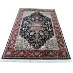 350 x 250cm Dark Navy Iranian Heriz Design Medallion Rug