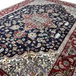 350 x 250cm Dark Navy Iranian Heriz Design Medallion Rug