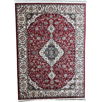Red Iranian Kashan Medallion Design Rug