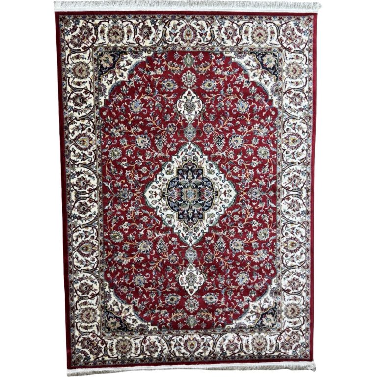 Red Iranian Kashan Medallion Design Rug