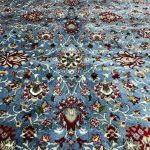 200 x 300cm Sky Blue Iranian Kashan All Over Design Rug - Image 4