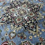300 x 200 cm Sky Blue Persian Hariz Design Medallion Rug - Image 5
