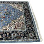 300 x 200 cm Sky Blue Persian Hariz Design Medallion Rug - Image 7