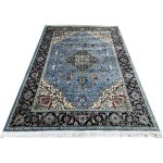 300 x 200 cm Sky Blue Persian Hariz Design Medallion Rug - Image 3