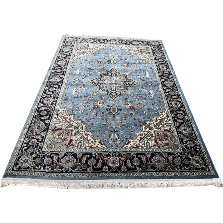 400 x 300 cm Sky Blue Persian Hariz Design Medallion Rug