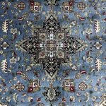 Sky Blue Persian Hariz Design Medallion Rug
