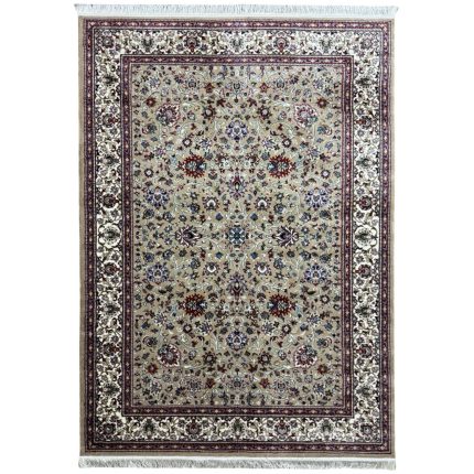 300 x 200cm Beige Iranian Kashan All Over Design Machine Made Rug