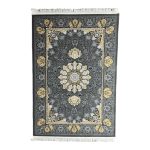 150 × 100cm Charcoal & Gold Persian Floral Medallion Area Rug
