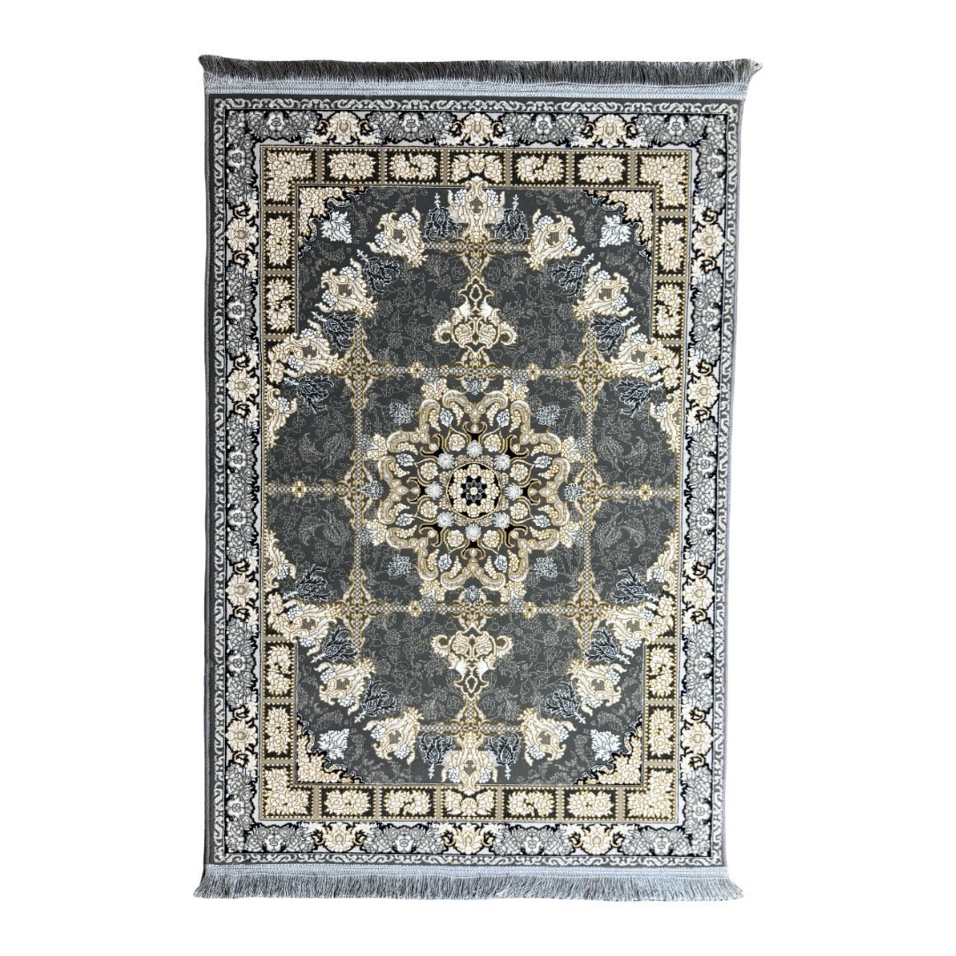 1-Large-9 150 × 100cm Gold & Grey Medallion Classic Rug - Image 1