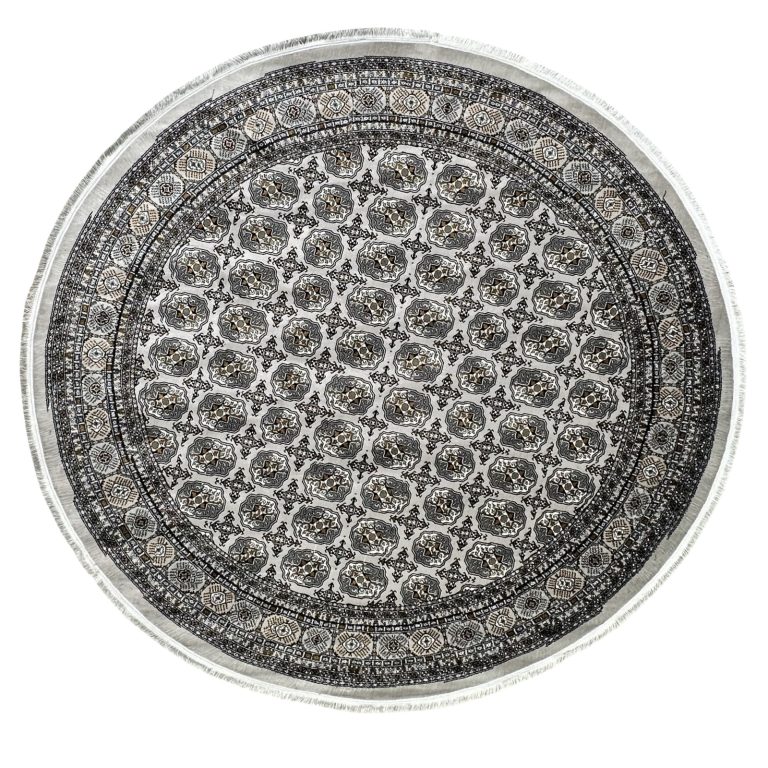 200 x 200cm Grey Bokhara Design Machine Made Round Rug