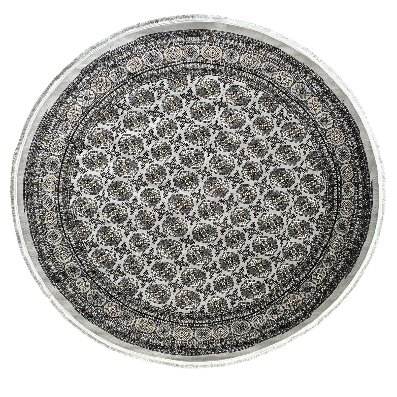 2-x-2-rrrrrr_3-1 200 x 200cm Grey Bokhara Design Machine Made Round Rug