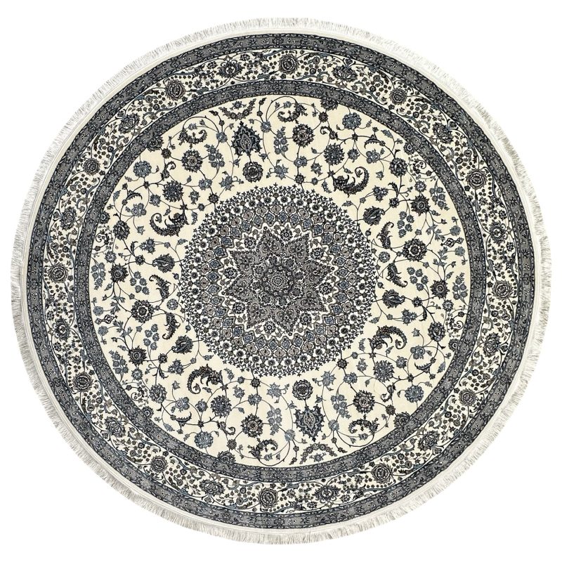 200 x 200cm Persian High Quality Cream Nain Round Rug