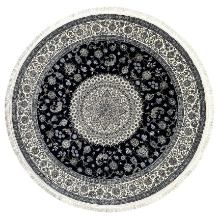 200 x 200cm Persian High Quality Dark Navy Naein Round Rug