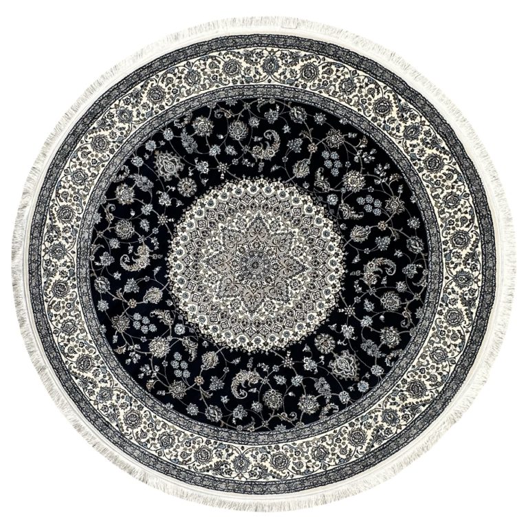 200 x 200cm Persian High Quality Dark Navy Naein Round Rug