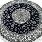200 x 200cm Persian High Quality Dark Navy Naein Round Rug - Image 3