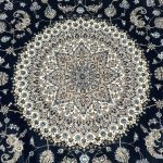 200 x 200cm Persian High Quality Dark Navy Naein Round Rug - Image 4
