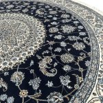 200 x 200cm Persian High Quality Dark Navy Naein Round Rug - Image 5